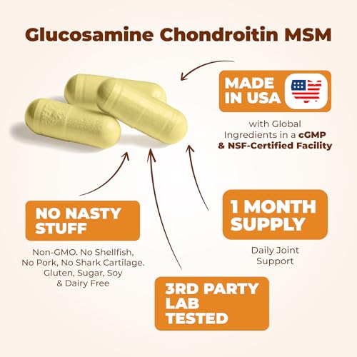 Glucosamine Chondroitin MSM â Joint Support Supplement for Women and Men with Glucosamine Sulfate 1500 mg, Chondroitin and MSM â for Cartilage, Joint Health and Flexibility â 90 Capsules - Image 5