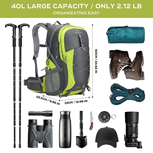 Image of Maelstrom Hiking Backpack,Camping Backpack,40L Waterproof Hiking Daypack with Rain Cover,Lightweight Travel Backpack,Grey