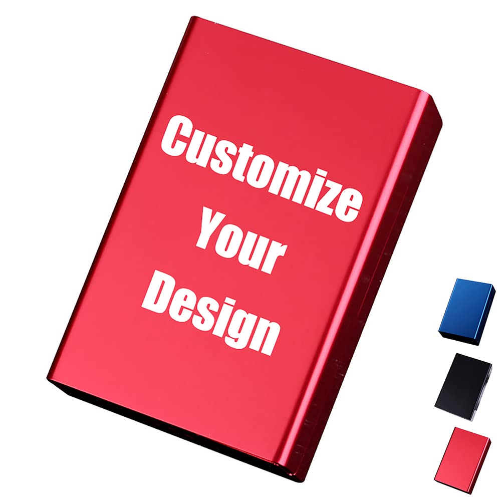 Customize Your Design,Aluminum Alloy Cigarette Case Holds 20 Cigarettes, Sliding lid Ultra-Thin Portable Automatic pop-up lid (Custom)