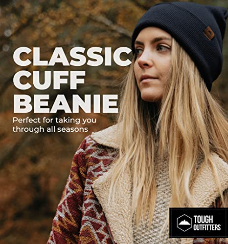 Cuffed Knit Beanie Winter Hat For Men And Women - Warm, Soft & Stretchy Daily Ribbed Lightweight Toboggan Cap Black #TOP2