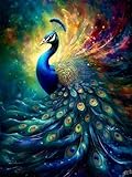 Ausanrl Peacock Paint by Numbers for Adults-Peacock Paint by Number Kits for Adults Beginner,Painting by Number Kits On Canvas Gifts Home Decor 16x20in