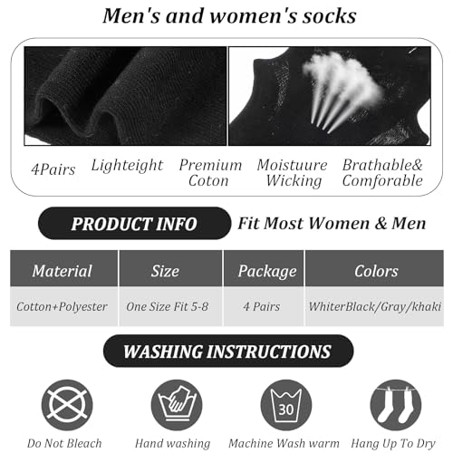 4 Pairs Toe Socks,Cotton Running Toe Socks No Show Low Cut Sock with Toes Sock with Toes Separated Barefoot Sport Specific Clothing for Men Women(White Black)2