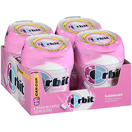 ORBIT Bubblemint Sugar Free Chewing Gum Bulk Pack, 55 Piece Bottles (Pack of 4)