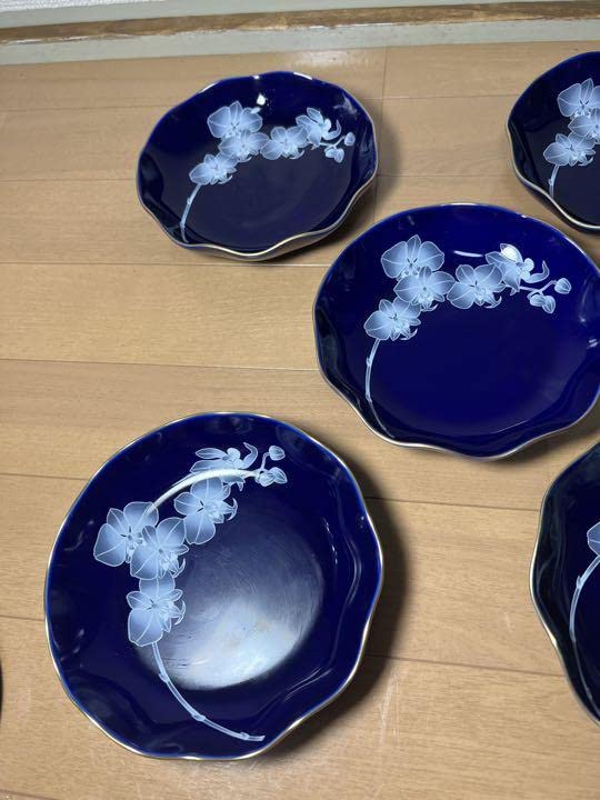 1773 香蘭社 胡蝶蘭 皿 5客 1大4小 1773 香蘭社 胡蝶蘭 皿