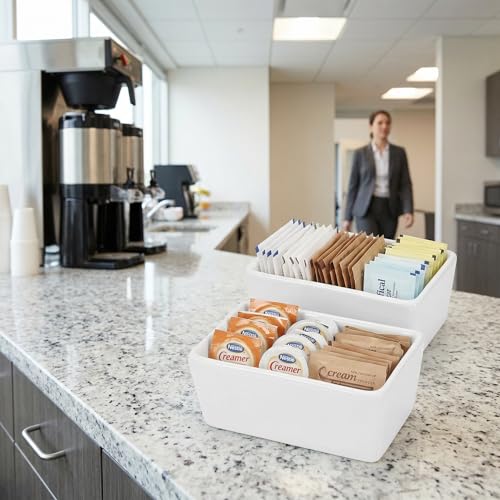 Image of DOITOOL 2PCS Ceramic Sugar Packet Holder for Coffee Bar, Small Tea Bag Organizer for Counter, White Porcelain Sugar Holder Sweetener Packet Caddy for Restaurant, Office and Home Coffee Station