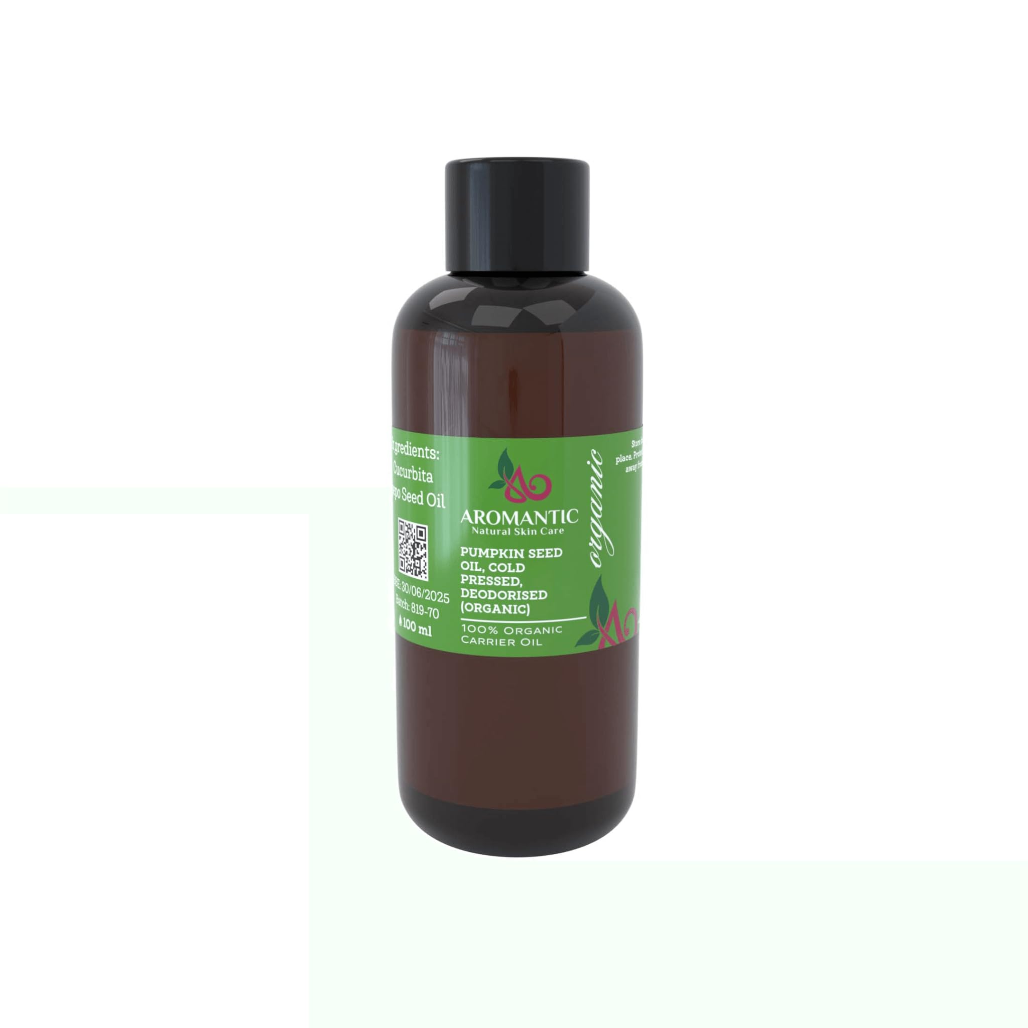Aceite de Semilla de Calabaza Orgánico - Aceite Facial y Capilar Nutritivo para Hidratación, Antienvejecimiento y Complección Equilibrada - Prensado en Frío y Desodorizado 100 ml (10 Litre)
