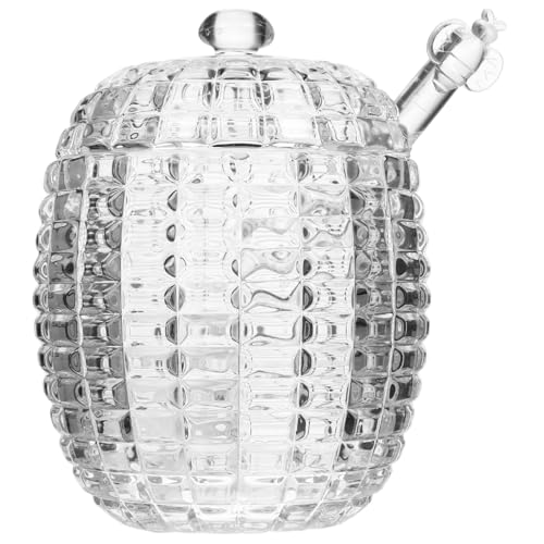 CIYODO Sealed Honey Jar Anti-Leak Jam Storage Glass Honey Container with Stirrer for Honey Jam Tea Leaves