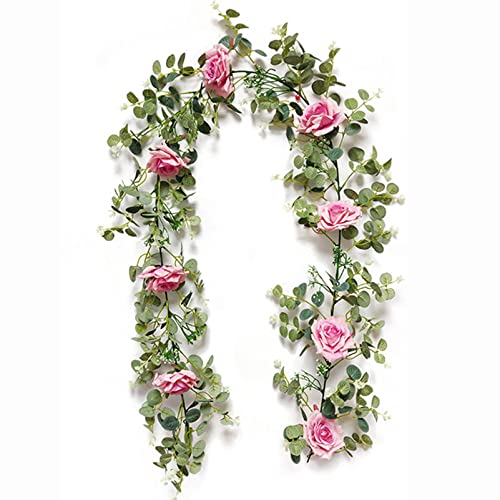 Vigne de roses artificielles et fausses feuilles vertes de lierre de qualité