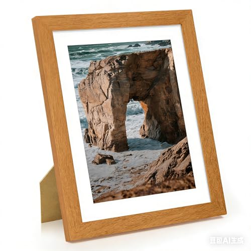 Acovy A4 写真フレーム、無垢チーク材 21x29.7cm 壁用フォトフレーム 直角 A4(210x297mm) ポスターフレーム A5(139x200mm)にマット仕上げ PSパネル 縦または横の壁掛け、1パック