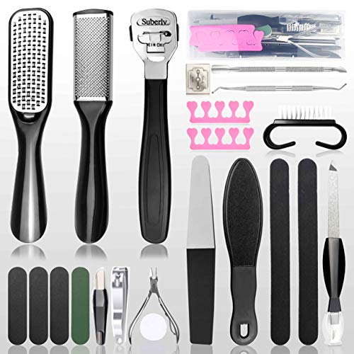 23 in 1 Professional Pedicure Tools Set, KITHELP Foot Care Manicure and Pedicure Kit Stainless Steel Foot Scrubber Dead Skin Remover Foot RASP Pedicure Set for Women Men Home and Salon Gift
