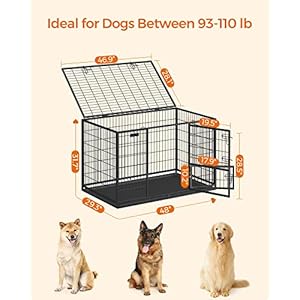Feandrea-Heavy-Duty-Dog-Crate-Metal-Dog-Kennel-and-Cage-with-Removable-Tray-XXL-for-Large-Dogs-48-x-293-x-317-Inches-Black-UPPD003B01 - Cucciolini Doodles   Feandrea-Heavy-Duty-Dog-Crate-Metal-Dog-Kennel-and-Cage-with-Removable-Tray-XXL-for-Large-Dogs-48-x-293-x-317-Inches-Black-UPPD003B01