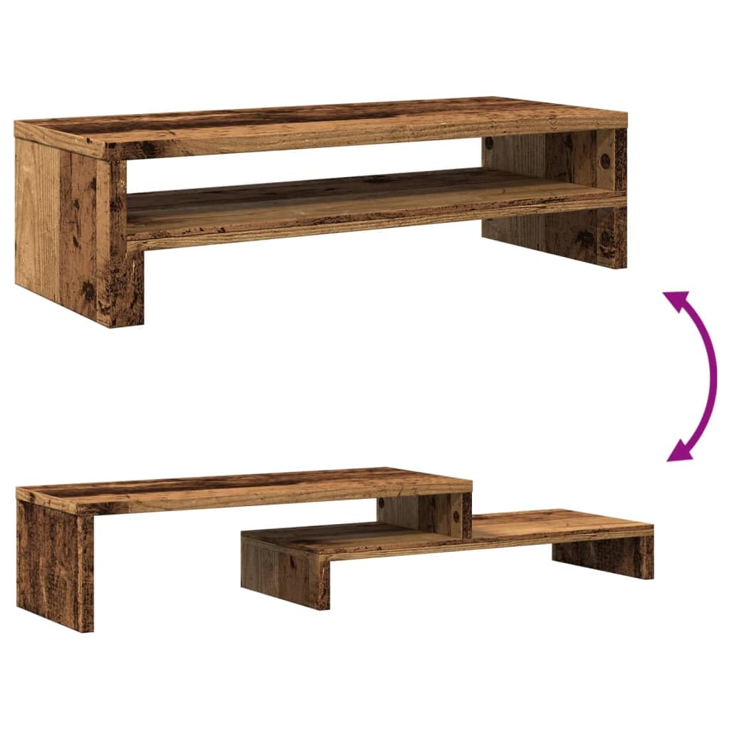 Supporto per monitor in legno effetto legno anticato, 54 x 22 x 15 cm, rialzo ergonomico per scrivania