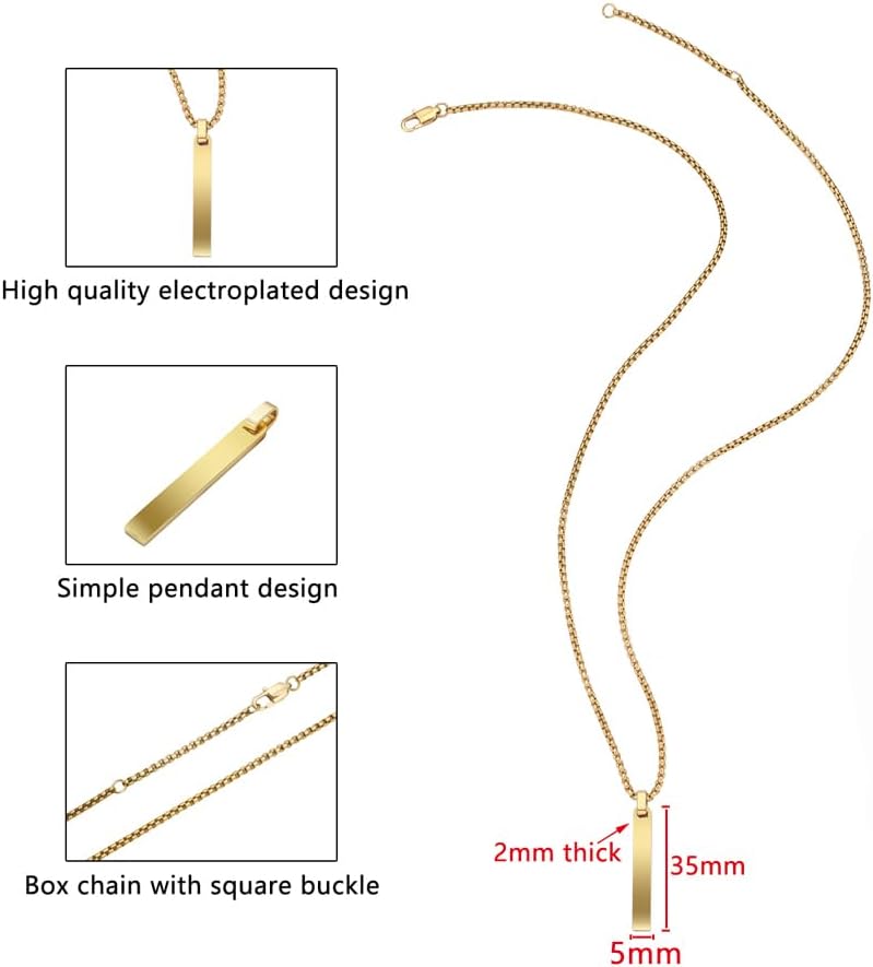 Geoffrey Beene Simple Customizable 3D Vertical Bar Pendant Necklace - Image 4