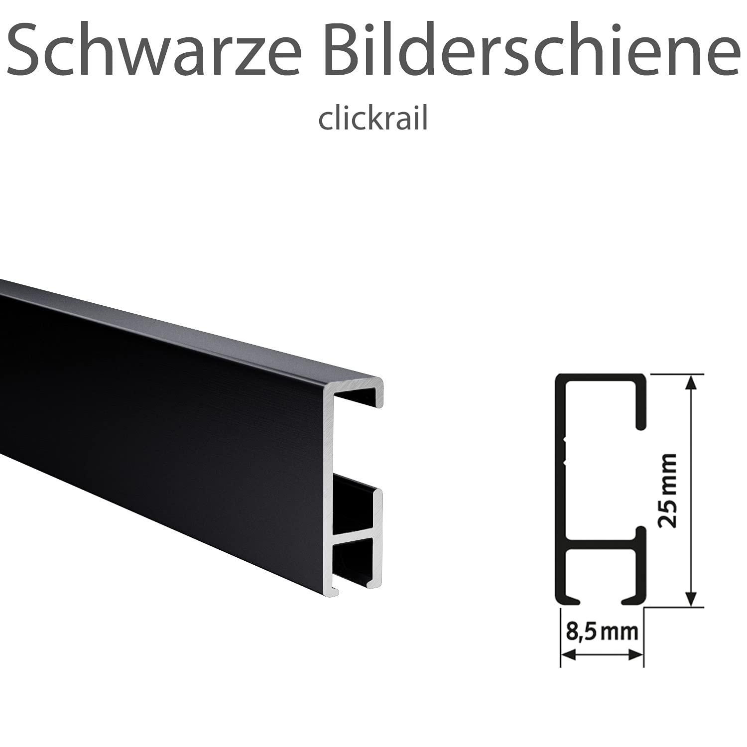 STRÜSSMANN® Bilderschienen cliprail - Bilderschienen-4-M-Komplett-Set schwarz