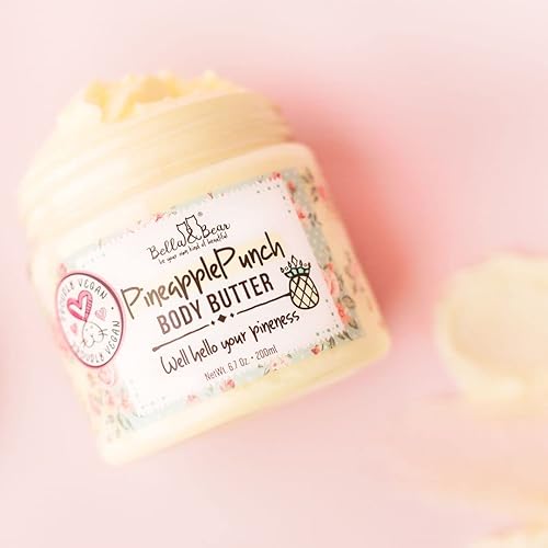 Miniatura 4 de Bella & Bear - Mantequilla corporal de piña, fórmula hidratante, tamaño de viaje vegano (6.7 onzas), aroma de piña fresca
