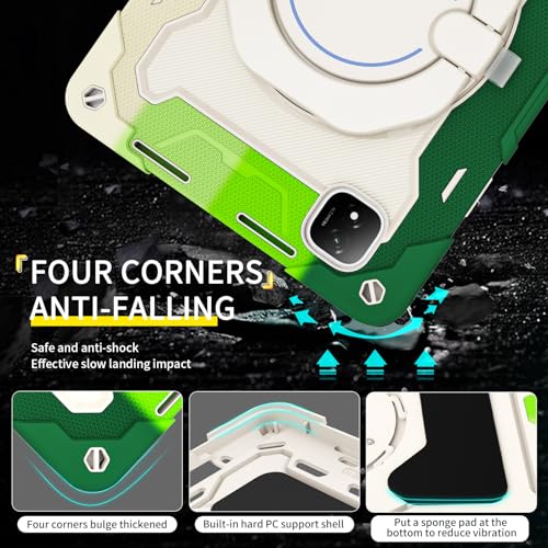 Funda Honor Magic Pad 2 12.3 2024 verde con soporte rotatorio y correa para niños 2