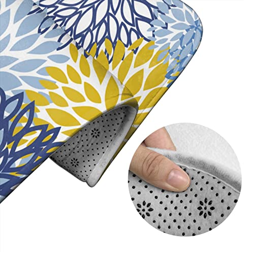 DIRYKILP Badematte + Konturmatte + Toilettendeckelbezug, Blau Gelb Blumen 3 Stück Badematte Set, mit Anti-Rutsch-Klebeboden – Bild 6