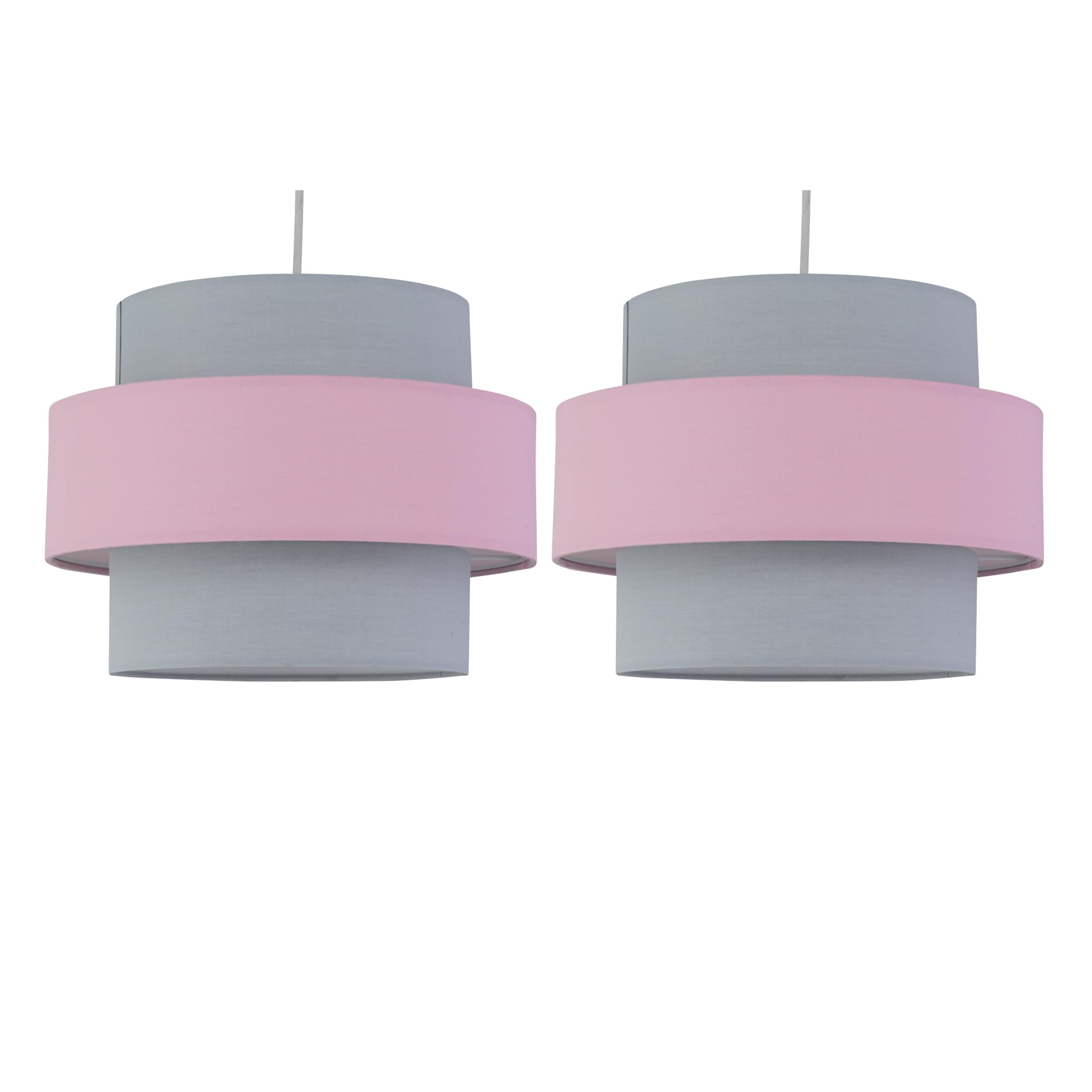 B&Q -  Pair Of Pink And Grey Two Tier Light Shades