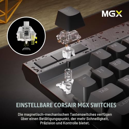 Corsair K70 Max RGB Gaming-Tastatur, magnetisch, kabelgebunden, Stahlgrau – Ansicht 3