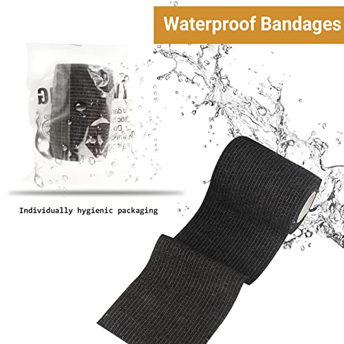 (12 Pack 3" X 5 Yards) M Mysbo Self Adhesive Bandage Wrap, Cohesive Elastic First Aid Medical Tape For Sports, Stretch Athletic Tape, Non-Woven Vet Wrap Black #TOP4