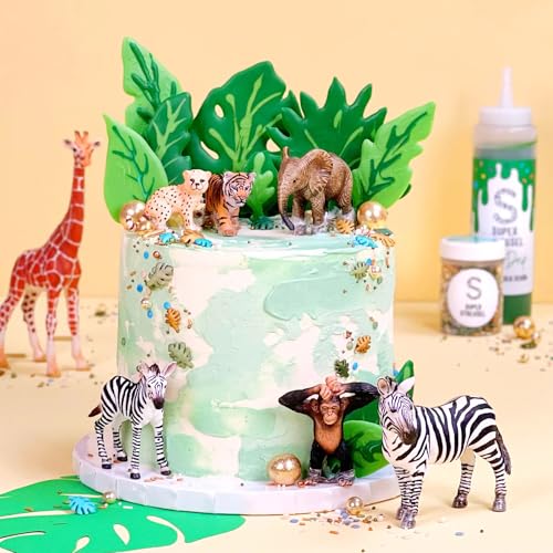 SuperStreusel BohoBaby Dschungel Deko essbar | Jungle Tortendeko für Geburtstag | Kuchenstreusel Dschungel essbar | Zucker Palmenblätter Zuckerdekor (90g)