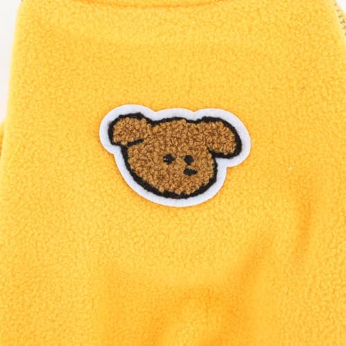 Zunea Fleece-Hundeanzug für kleine Hunde, Welpen, Bauch-Wundschutz nach Operationen, Pullover, Winter, warmer Schlafanzug, Langarm, Anti-Leck-Pyjama, kaltes Wetter, Chihuahua-Bekleidung, Gelb, Größe