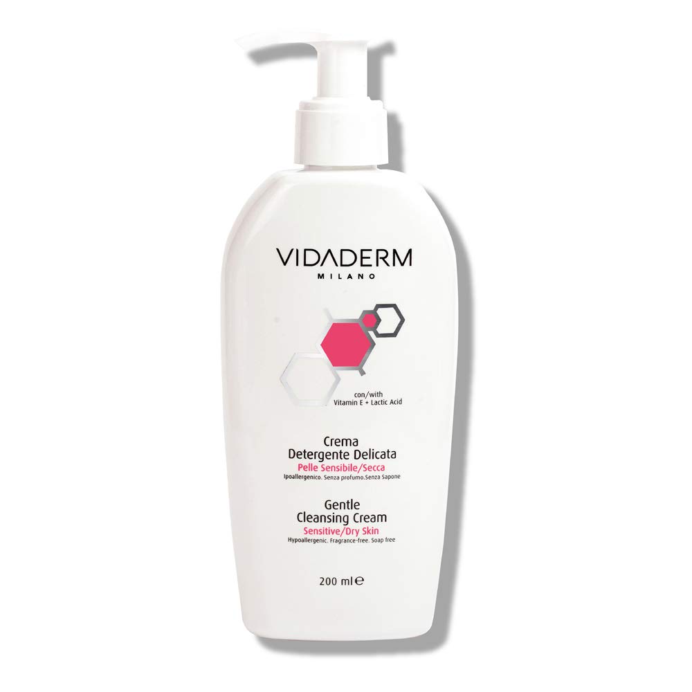 VIDADERM Gentle Cleansing Cream – Hydrating Face Wash for Sensitive & Dry Skin – Makeup Remover with Trealix, Vitamin E & Natural Extracts – Soap-Free, Fragrance-Free, Dermatologist Tested, 200ml