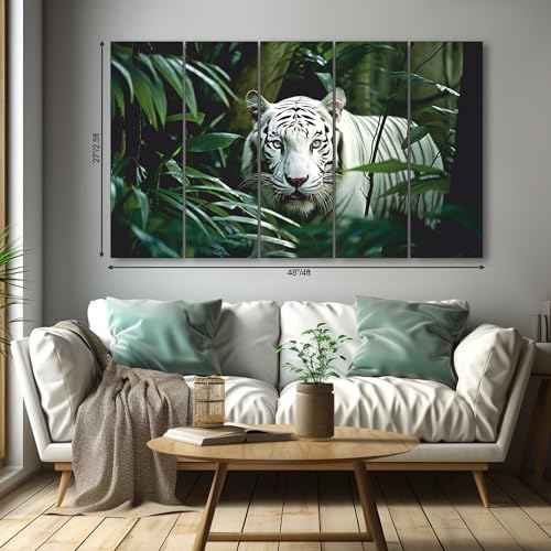 Image of The Castle Decor Tiger trees painting with frame 5 Big Size (27x48) Wall Art for living room,Bedroom,Drawing room,Hotels-Digital Painting