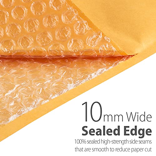 Fosmon #0 Kraft Bubble Mailer 6.5 x 10, Extra Wide Padded Shipping Envelopes, (100 Pack)