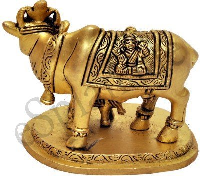 Esplanade Brass Holy Kamdhenu Cow And Calf Sculpture | Holy Cow Brass Idol Beautiful Lucky (Carved Cow) #TOP3