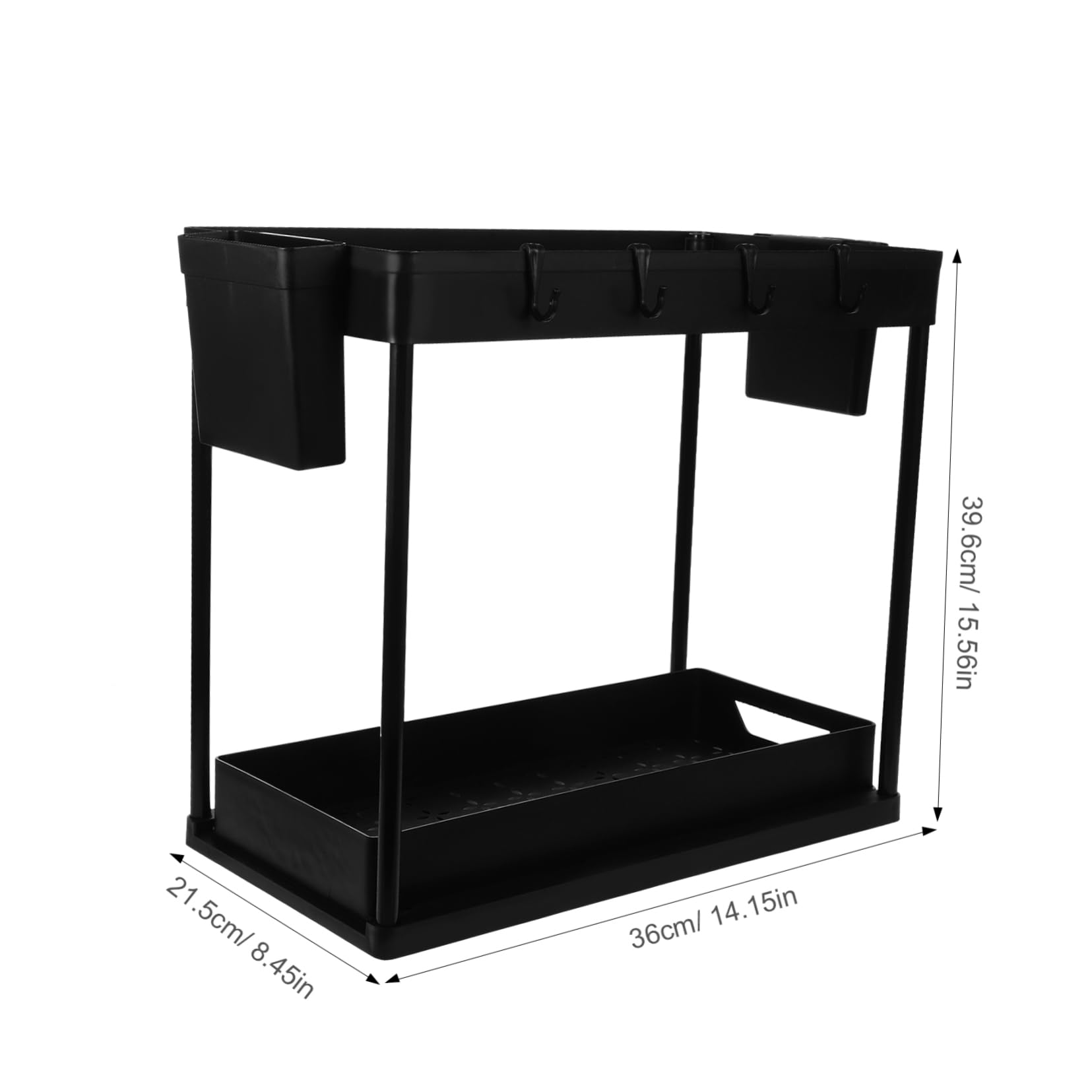 Organizer Sottolavello a 2 Livelli Estraibile Nero in Plastica