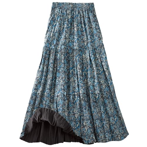 CATALOG CLASSICS Womens Reversible Long Skirt - Broomstick Boho Midi Skirt Blue Lagoon, 2X