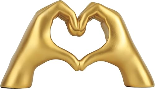 Estatuas de gestos de mano en forma de corazón, resina dorada, minimalista, decoración moderna para el hogar, escritorio, oficina, casa, mesa de