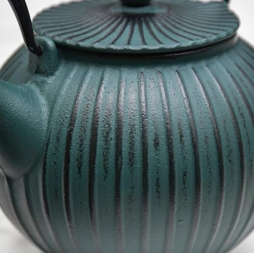 Farleigh Green Cast Iron Black Handle 1.1L Japanese Teapot with Infuser Mesh Strainer for Loose Leaf Tea - Tetsukyusu Tetsubin Style - Image 4