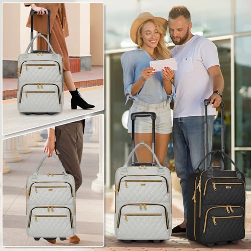 Image of Underseat Carry On Luggage with Wheels, Stylish Lightweight Under Seat Luggage, Personal Item Suitcase with telescoping handles for Men Women, Pilots and Crew, Gray