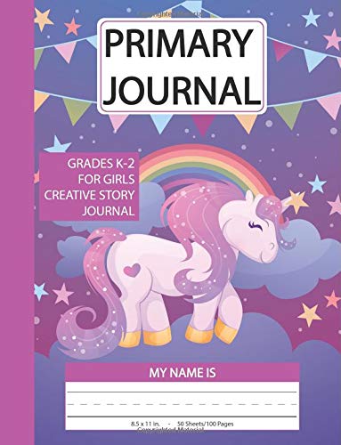 Primary Journal Grades K-2 For Girls Story: Primary Journal for Girls, Unicorn Creative Story Tablet...