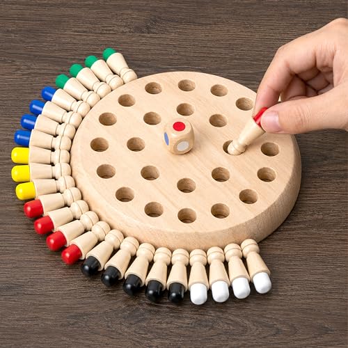 Image of VGRASSP Wooden Memory Chess Game Set for Kids, Color Memory Chess Game, Educational Board Games for Boys and Girls