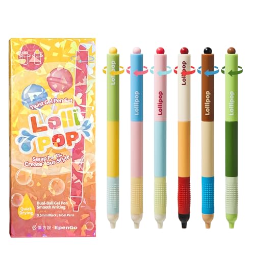 Twist Fine Point Gel Pens, 0.5mm Tinta Negra (6 Pack)