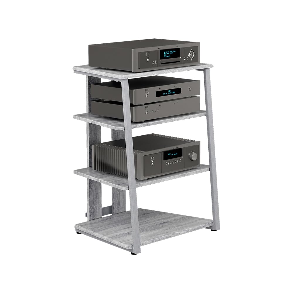 Vicco Ripiano portaoggetti Tonar, Grigio, 61 x 78 cm 4 ripiani aperti, adatto per la conservazione di dispositivi Hi-Fi e apparecchi multimediali