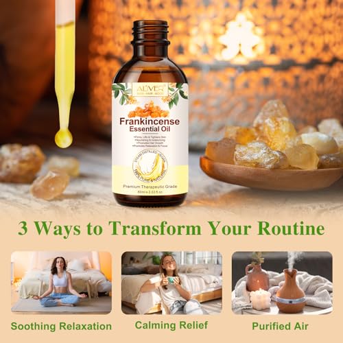 Weihrauchöl Bio für Haut – 100% Reines Ätherisches Frankincense Oil 60ml – Natürliche Hautpflege gegen Falten – Weihrauchöl für Gesicht, Körper & Aromatherapie – Feuchtigkeit für jeden Hauttyp