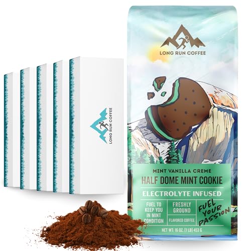 Image of Long Run Coffee - Hydrating Coffee with Electrolytes - All Natural Energy + Hydration + Recovery for Athletes - Stomach Friendly Electrolyte Coffee for Runners (5 lb, Mint Cookie)