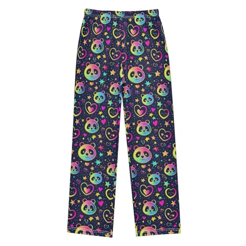 Pajama Bottoms, Neon Color Panda Pattern Sleeping Pant Lounge Wear Pajamas Long Pants Sleepwear Pjs