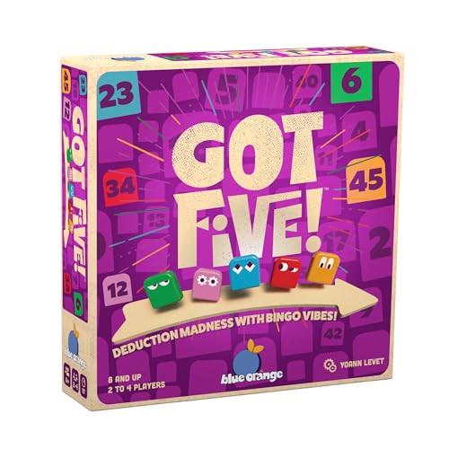 Image of blue orange Got Five! Number Puzzle Strategy Game | Hidden Numbers Logic and Deduction Game | for Kids, Families and Adults | 2 to 4 Players | Ages 8+