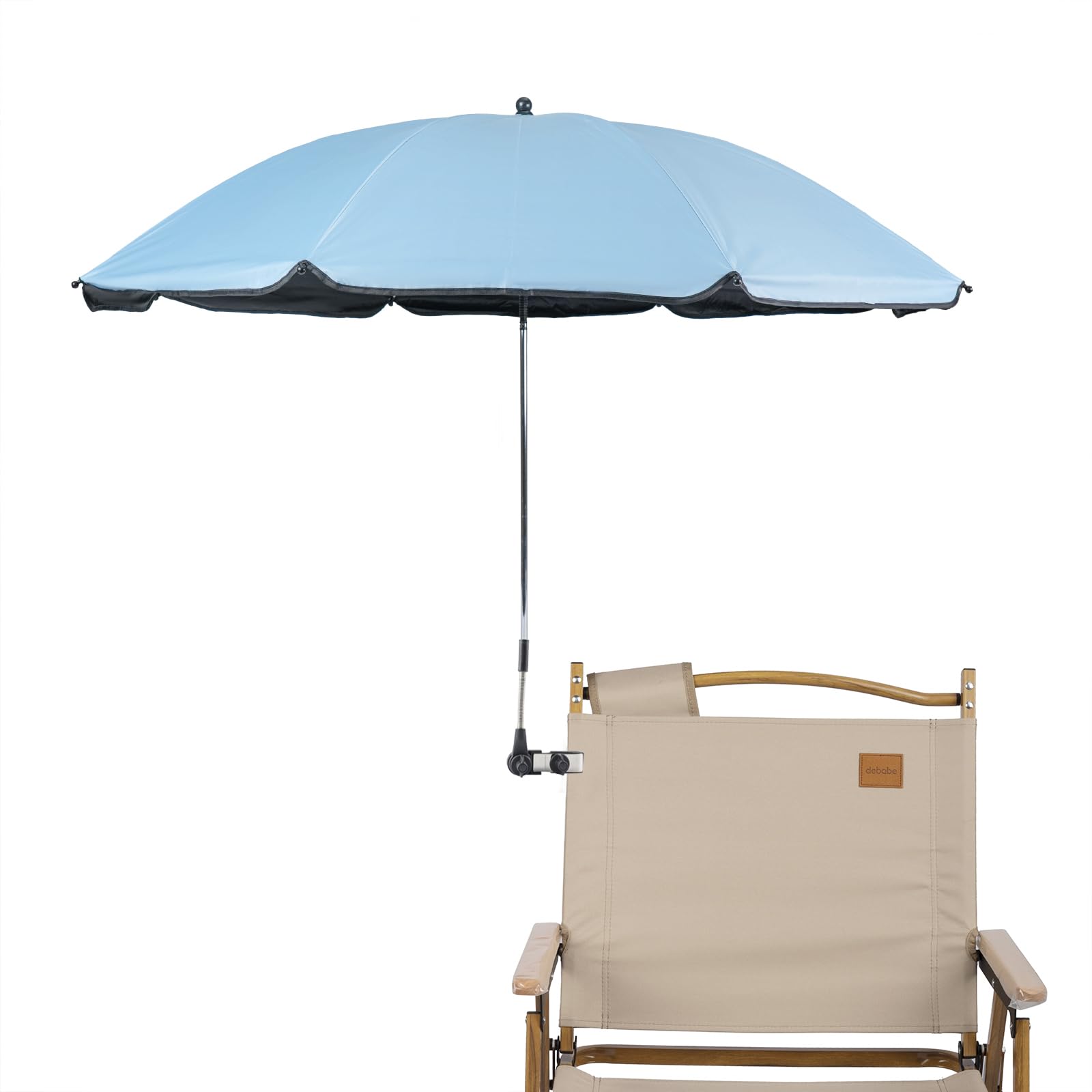 Grandmei L-Blue Chair Umbrella With Clamp,46 Inches Upf 50+ Clip On Parasol For Patio,Beach Chairs,Wheelchairs,Golf Carts (L-Blue)