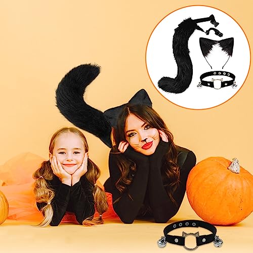 Tail and Ears Set Long Fox Tail Cosplay Faux Fur Furry Fox Wolf Tail Kit with Ears and Bells Collar for Anime Fancy Dress Party Halloween Christmas Dress Up Carnival Role Play - Image 4