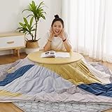 5-Piece Home Kotatsu Table Set with Heater, Non-Slip Mat & Quilt - Cozy Bay Window Low Table for All Seasons (Brown) - Perfect for Winter Comfort