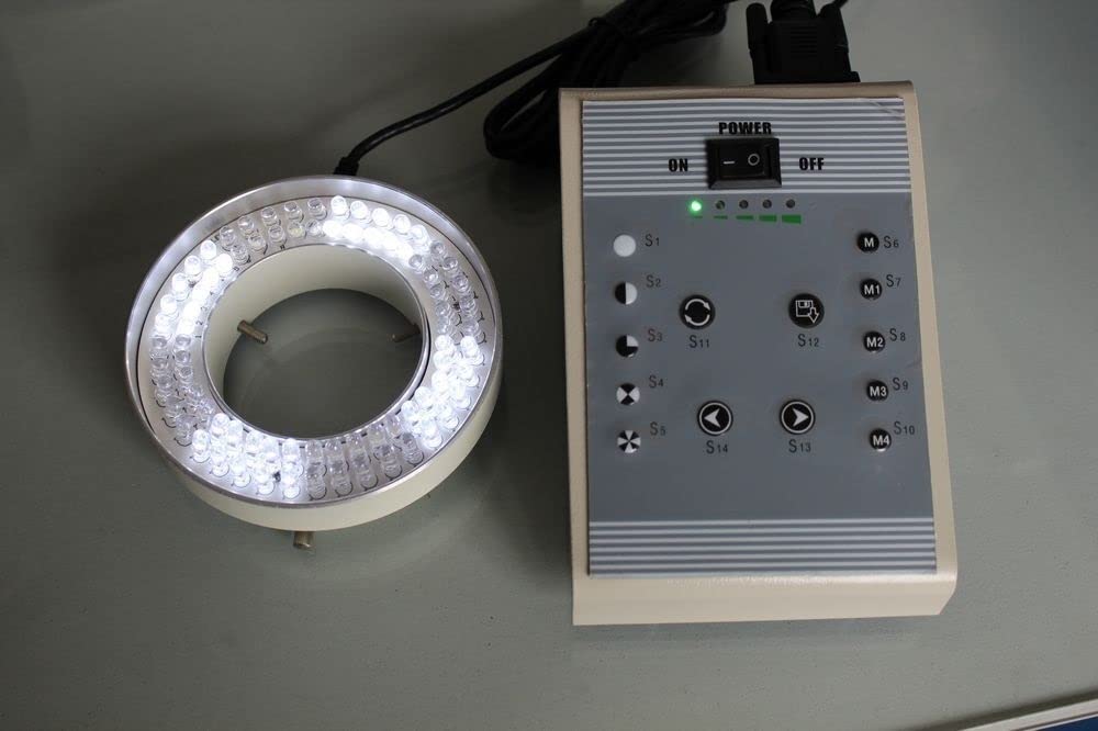 Microscope 80pcs LED Ring Light Adjustable for Microscope 60mm Inner Diameter White Light Eighth Control