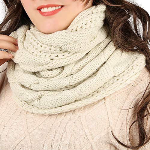 Beige scarf infinity women winter warm knit circle loop cowl scar…