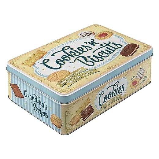 Nostalgic-Art Contenitori in latta retrò piatti, 2,5 l, Cookies 'n' Biscuits – Idee regalo per la cucina, scatola con coperchio, design vintage