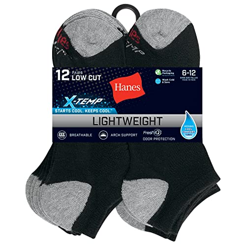Image of Hanes Men's Socks, Active Cool X-temp Lightweight Moisture-wicking Cushioned Ankle, Crew and No Show, 12 and 14 Pair Packs